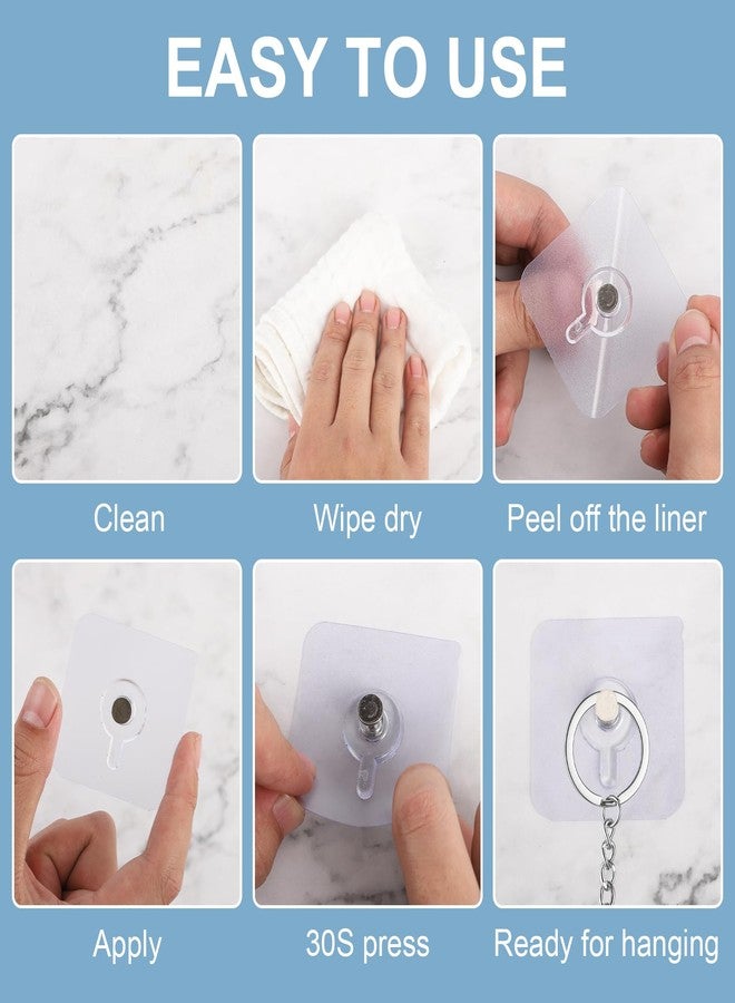 OUMASK 30 Pcs Self Adhesive Wall Hooks No Drill Hooks for Hanging, No-Trace Sticker Frame Hangers Without Nails for Mount Wall Shelf, Bathroom, Heavy Duty Adhesive Wall Hooks for Kitchen (30, m) - Image 5