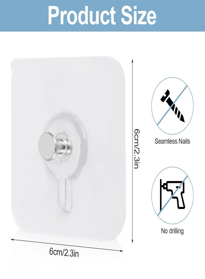 OUMASK 30 Pcs Self Adhesive Wall Hooks No Drill Hooks for Hanging, No-Trace Sticker Frame Hangers Without Nails for Mount Wall Shelf, Bathroom, Heavy Duty Adhesive Wall Hooks for Kitchen (30, m) - Image 2