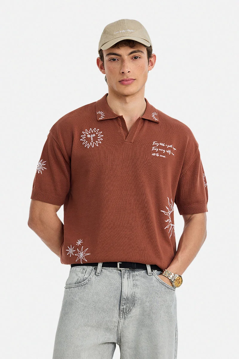 سنيتش Auburn Graphic Half Sleeve Oversized T-Shirt