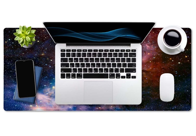 SSOIU Desk Mat,Large Mouse Pad 35.5" x 15.7" XXL Extended Gaming Mouse Pad Mat with Non-Slip Base Stitched Edge Mousepad for Computer,Office,Keyboard and Laptop - Galaxy Nebula Starry Cosmic - Image 4