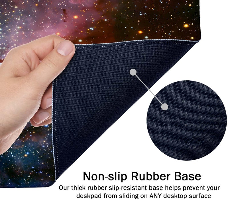 SSOIU Desk Mat,Large Mouse Pad 35.5" x 15.7" XXL Extended Gaming Mouse Pad Mat with Non-Slip Base Stitched Edge Mousepad for Computer,Office,Keyboard and Laptop - Galaxy Nebula Starry Cosmic - Image 5