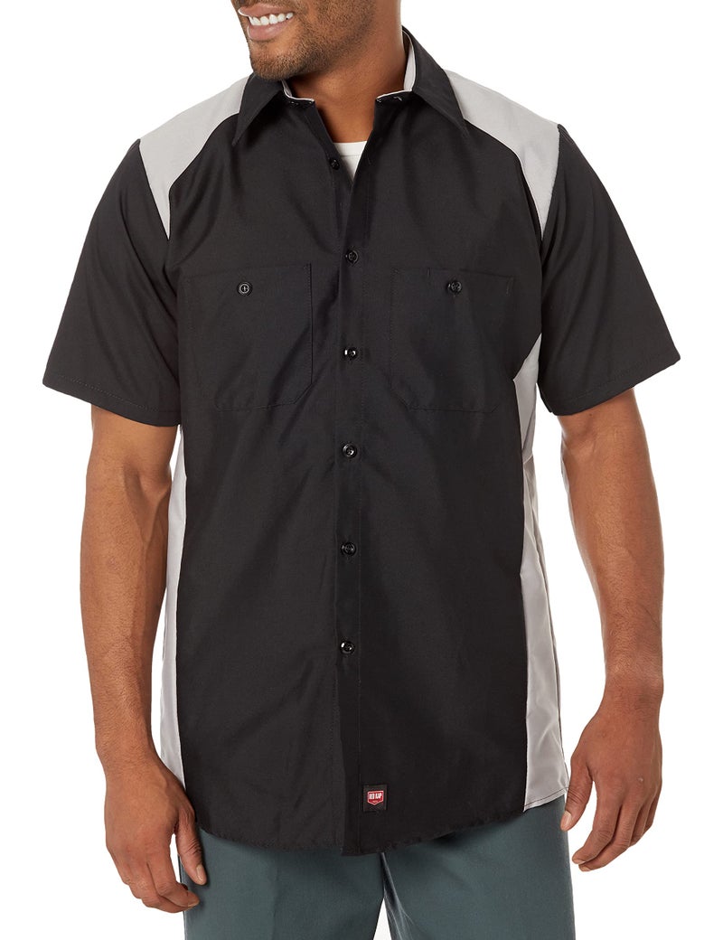 Red Kap Mens Motorsports Shirt Short Sleeve SilverBlack 3XLarge