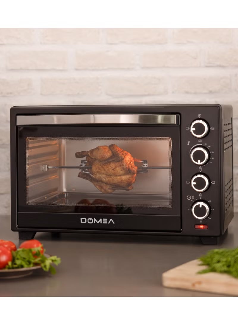 DOMEA 40L Electric Toaster Oven | Rotisserie & Convection, 1600W Power, Adjustable Temperature 100–250°C, 60-Minute Timer, Black - Image 1