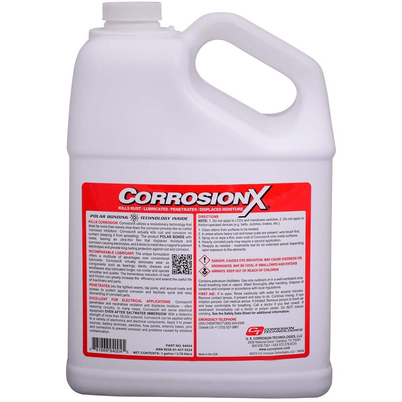 CorrosionX مثبط الصدأ، قوة صناعية، منع التآكل العازل، مادة تشحيم ونافذة للاستخدام البحري، السيارات، الإلكترونيات والمركبات الترفيهية، يحمي البراغي، الكابلات، المحركات، الأجزاء، 1 جالون - Image 1