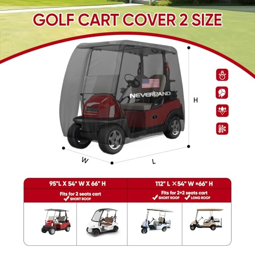 NEVERLAND Golf Cart Cover 4 Passenger - 420D Waterproof Golf Cart Covers Extended Roof Compatible with EZ GO Club Car Yamaha Golf Carts, Outdoor Dustproof 4 Seat Club Car Cover (Up to 112 Inch) - Image 5