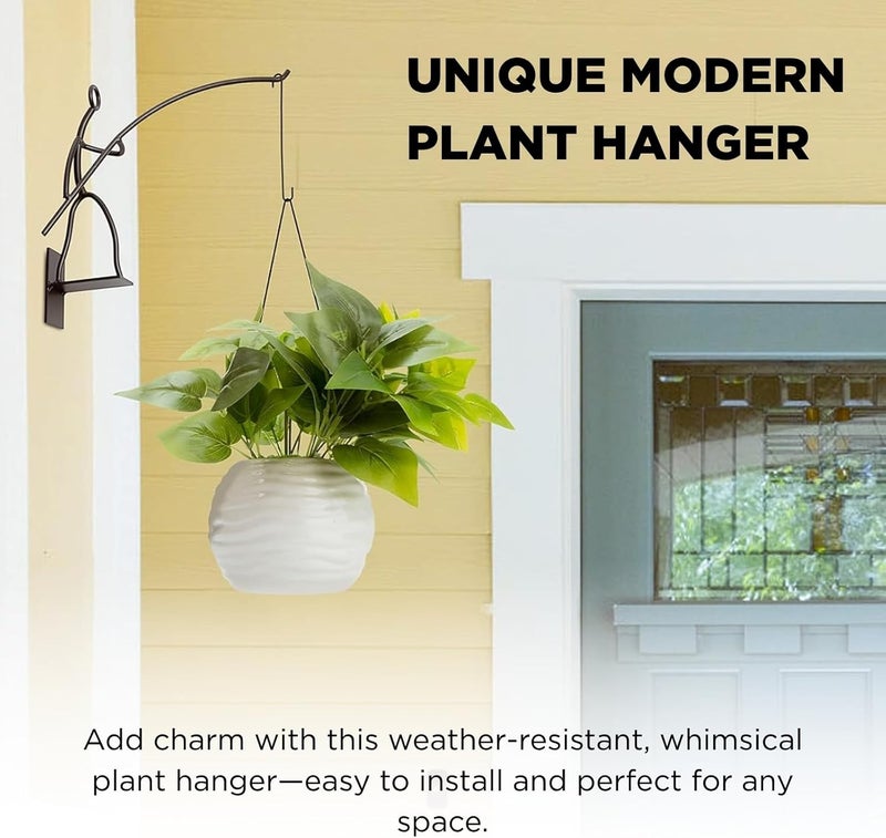 Gute Fisherman Stick Man Plant Hanger by , Wall Hanging Planter for Indoor Outdoor Plants, Metal Stick Man Plant Hanger for Creative Decorations, Home Patio, Lawn, Garden Porch Decor, can Hold 50lbs - Image 3