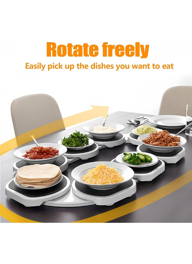 KRLZ KRLZ Tabletop Rotating Serving Tray Lazy Susan for Dining TableTurntable Tray Expandable for Rectangular Oblong Tables Kitchen Dining Tables 360 Rotation Multifunctional Reusable Portable  - Image 5