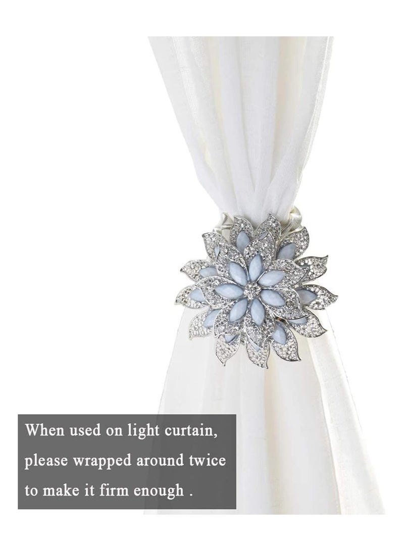Magnetic Curtain Tiebacks, Decorative Crystal Flower Shape Holdbacks, 1PC Window Curtain Holder Buckle Hooks for Sheer and Blackout Drapes, Elegant Home Decor Accessories - Image 5