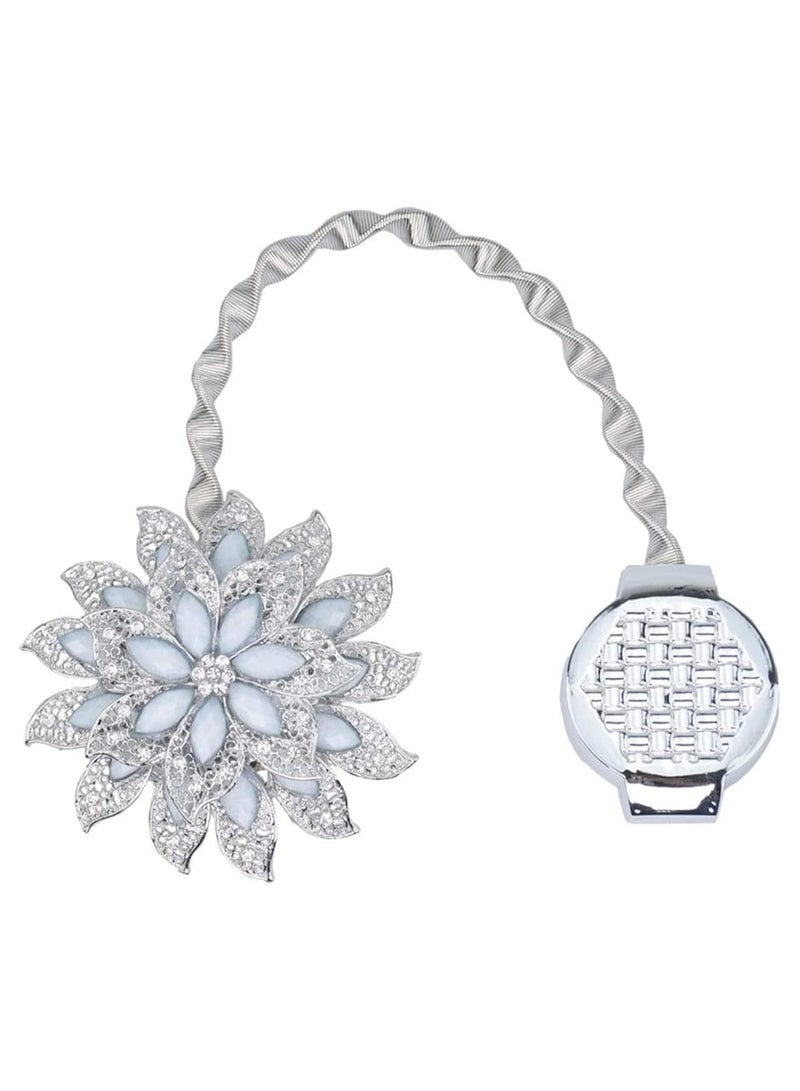 Magnetic Curtain Tiebacks, Decorative Crystal Flower Shape Holdbacks, 1PC Window Curtain Holder Buckle Hooks for Sheer and Blackout Drapes, Elegant Home Decor Accessories - Image 3