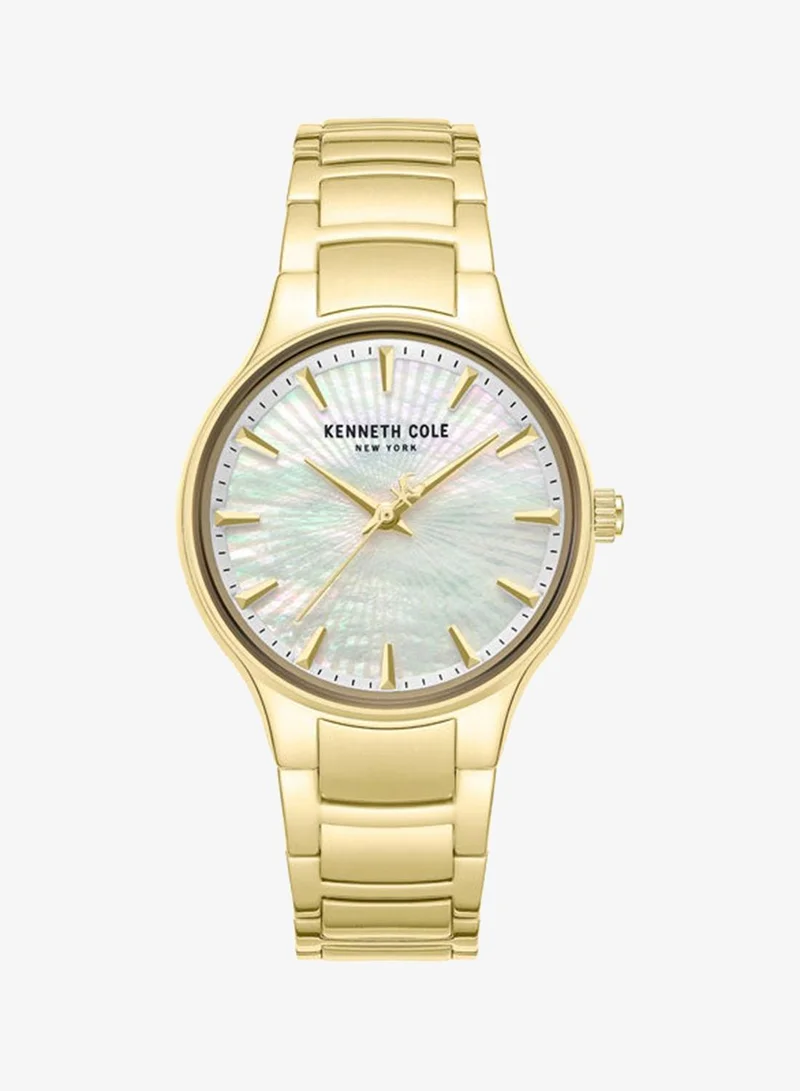 Kenneth Cole New York Monroe White Mother-of-pearl Dial Stainless Steel Bracelet Analog Watch for Women 34mm