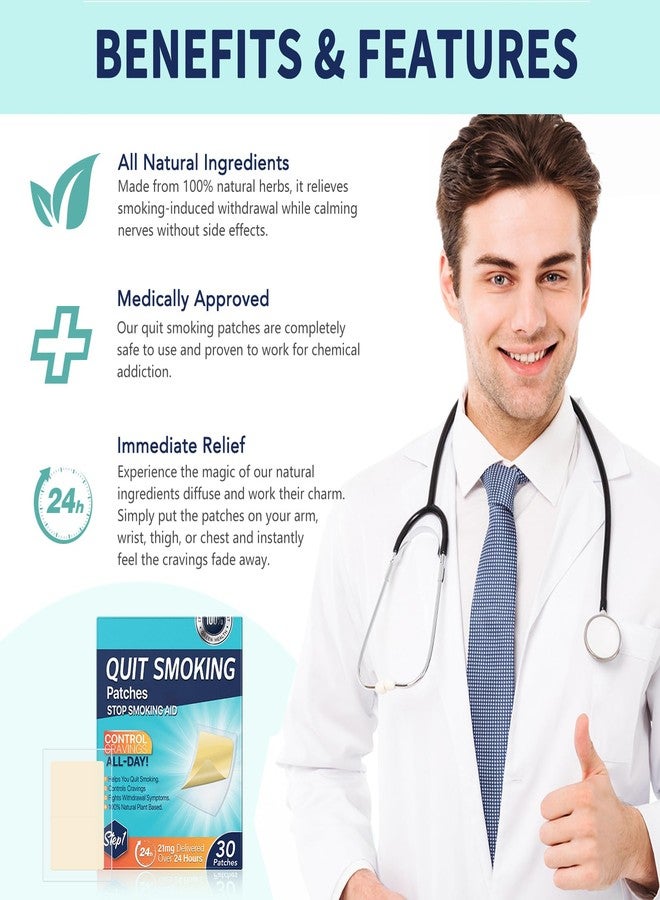 Veakoo Quit Smoking Patches Step 1, 21mg Stop Smoking Aid, Transdermal System Patch, 30 Count, Quit Smoking Stickers Easy to Use - Image 4