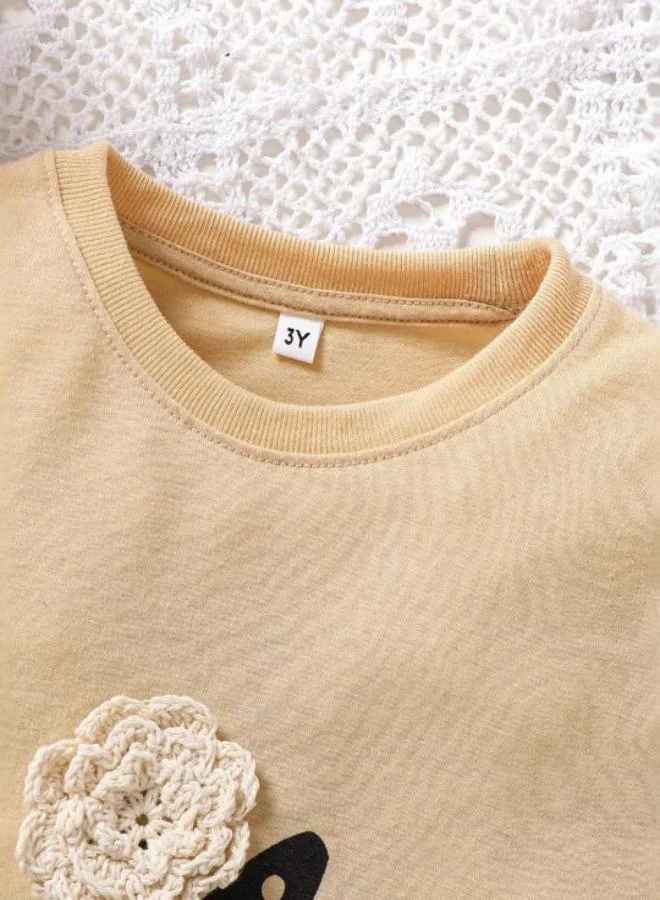 YUNIQEE Cream Crew Neck Short Sleeve Printed Tshirt & Shorts