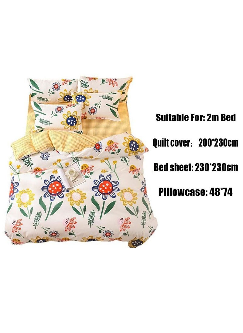 Arabest - 4-Piece Sunflower Bedding Set Cotton  Queen Size 200 * 230 - Image 1