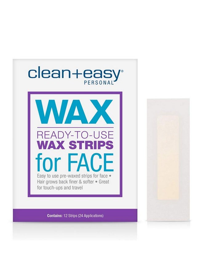 Clean + Easy Ready- To- Use Wax Strips For Facial Waxing, No Heating Required, Great For Unsightly Hair Removal Touch-Ups, 12 Ct.  - Image 1