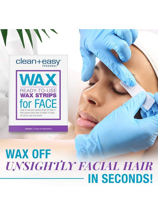 Clean + Easy Ready- To- Use Wax Strips For Facial Waxing, No Heating Required, Great For Unsightly Hair Removal Touch-Ups, 12 Ct.  - Image 2