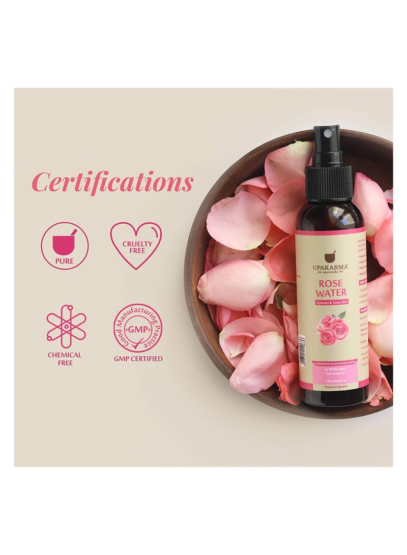 UPAKARMA Ayurveda Premium, Pure And Natural Rose Water Spray For Face, Gulab Jal, 120 Ml- Pack Of 1 - Image 2