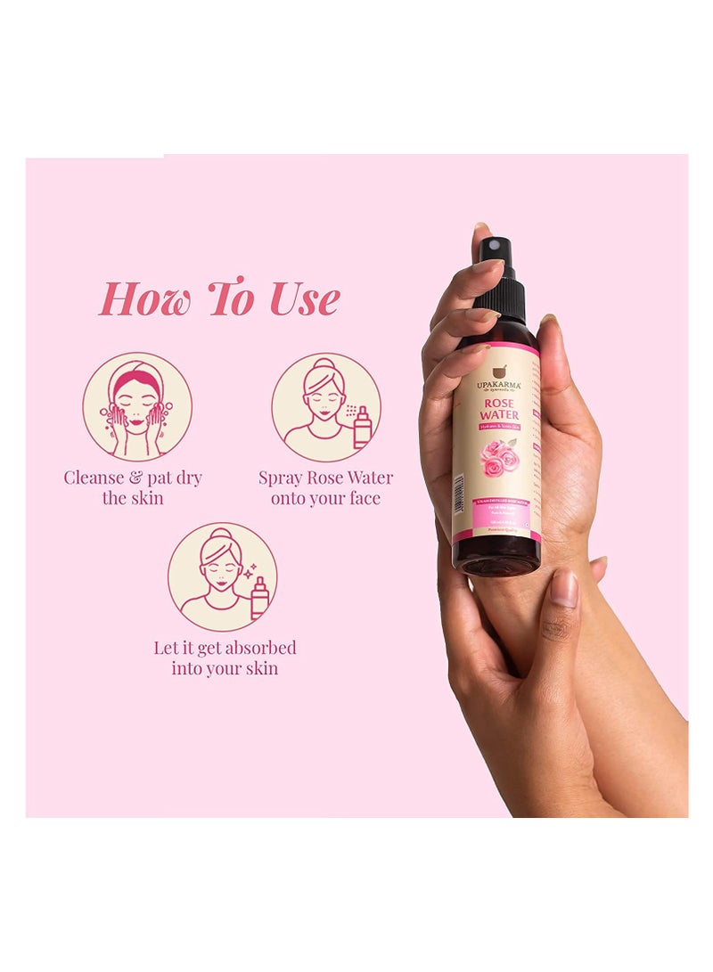 UPAKARMA Ayurveda Premium, Pure And Natural Rose Water Spray For Face, Gulab Jal, 120 Ml- Pack Of 1 - Image 3