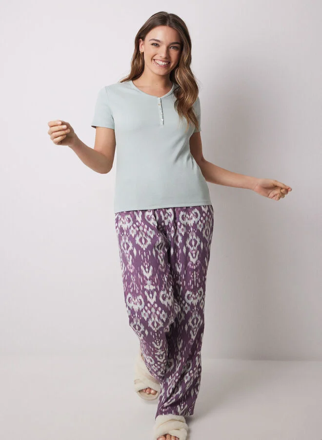 women'secret Green ribbed short sleeve -shirt