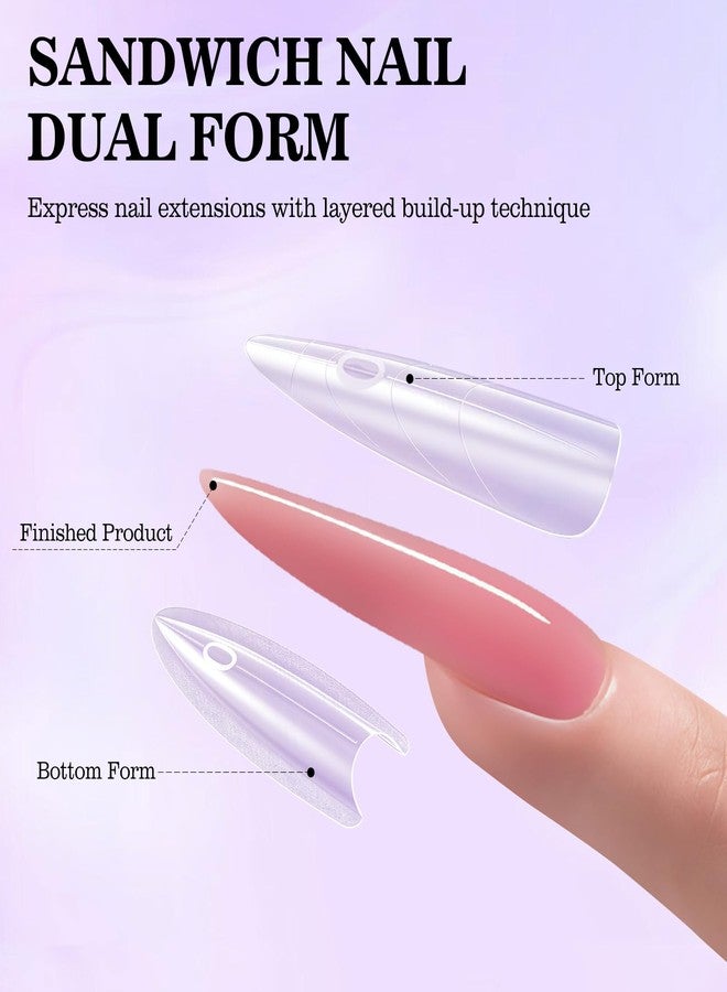 Plman 240 PCS Sandwich Nail Dual Forms, 14 Sizes Nail Tips for Builder Gel, Dual Forms for Polygel, Nail Extension for Beginner & Professional, Create Salon Quality Nail Art at Home (Almond-shaped) - Image 2