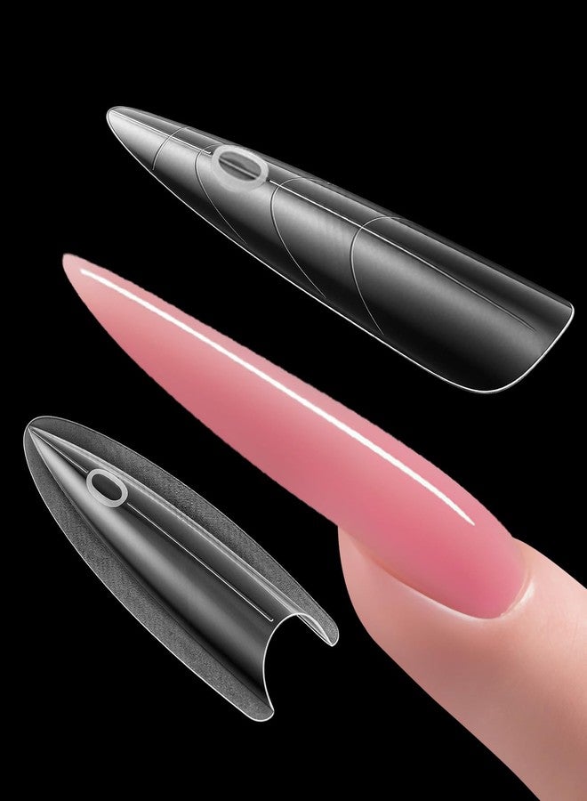 Plman 240 PCS Sandwich Nail Dual Forms, 14 Sizes Nail Tips for Builder Gel, Dual Forms for Polygel, Nail Extension for Beginner & Professional, Create Salon Quality Nail Art at Home (Almond-shaped) - Image 1