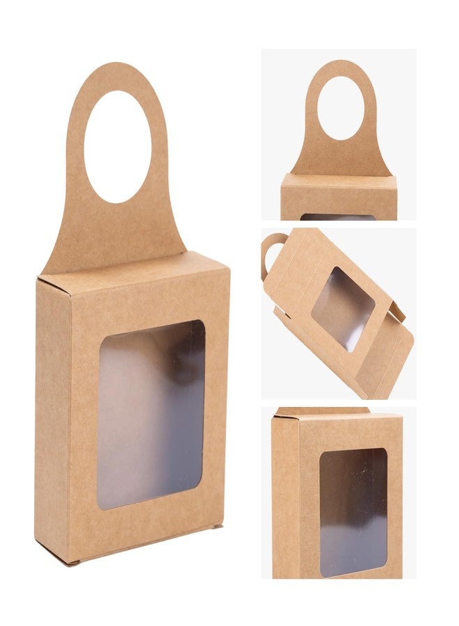 Pocoxll 25 Pcs Kraft Paper Wine Bottle Box with Visible Window, Foldable Gift Boxes, Wine Bottle Hanging Boxes for Wedding Festival Party Birthday(Style1) - Image 3