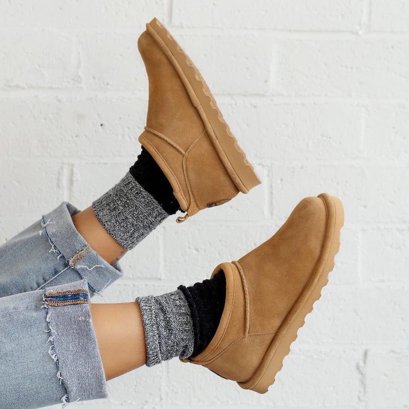 BEARPAW Women's Super Shorty Iced Coffee Size 9 | Slip-On Winter Ankle Boot | Comfortable & Easy On Winter Boot - Image 2