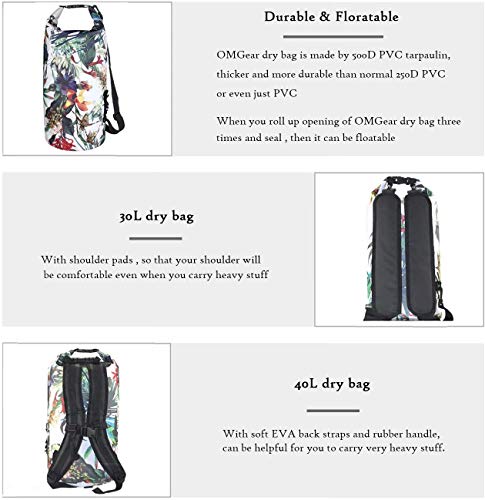 OMGear Waterproof Dry Bag Backpack Waterproof Phone Pouch 40L/30L/20L/10L/5L Floating Dry Sack For Kayaking Boating Sailing Canoeing Rafting Hiking Camping Outdoors Activities (camouflage1, 20L) - Image 4
