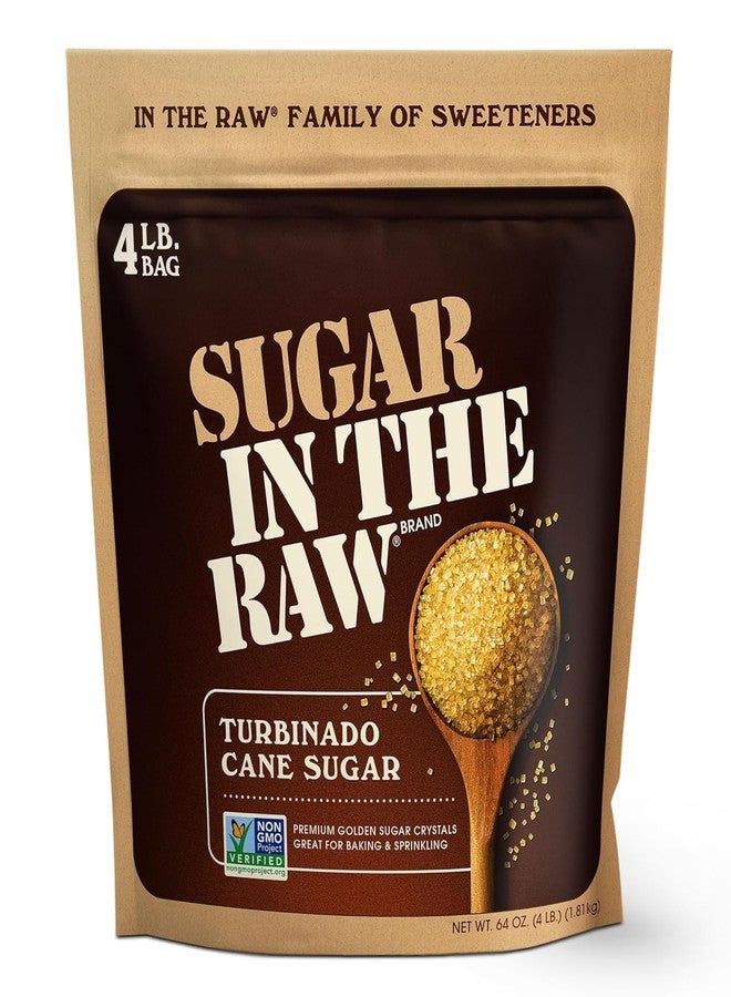 IN THE RAW Sugar In The Raw Granulated Turbinado Cane Sugar, No erythritol, Pure Natural Sweetener, Hot & Cold Drinks, Coffee, Cooking, Baking, Vegan, Gluten-Free, Non-GMO, Bulk Sugar, 4lb Bag (1-Pack) - Image 1