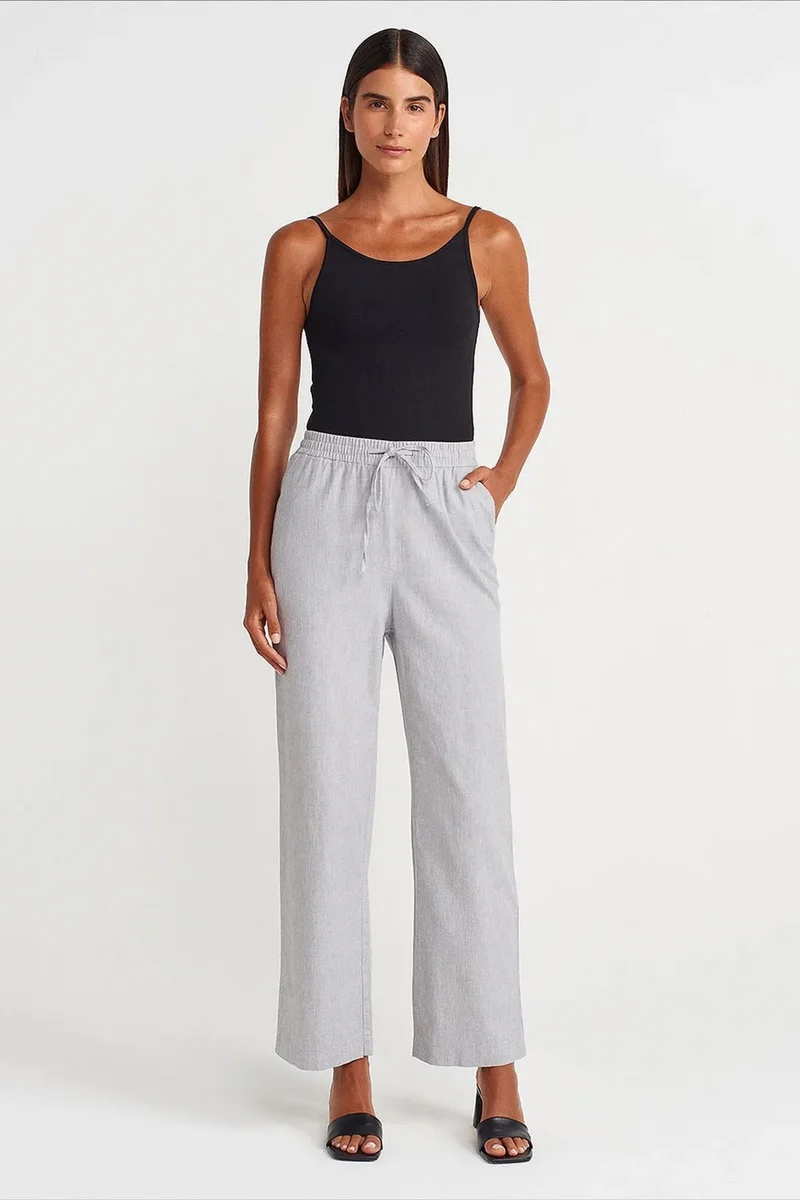 DILVIN Wide-Leg Tencel Trousers With Drawstring Waist