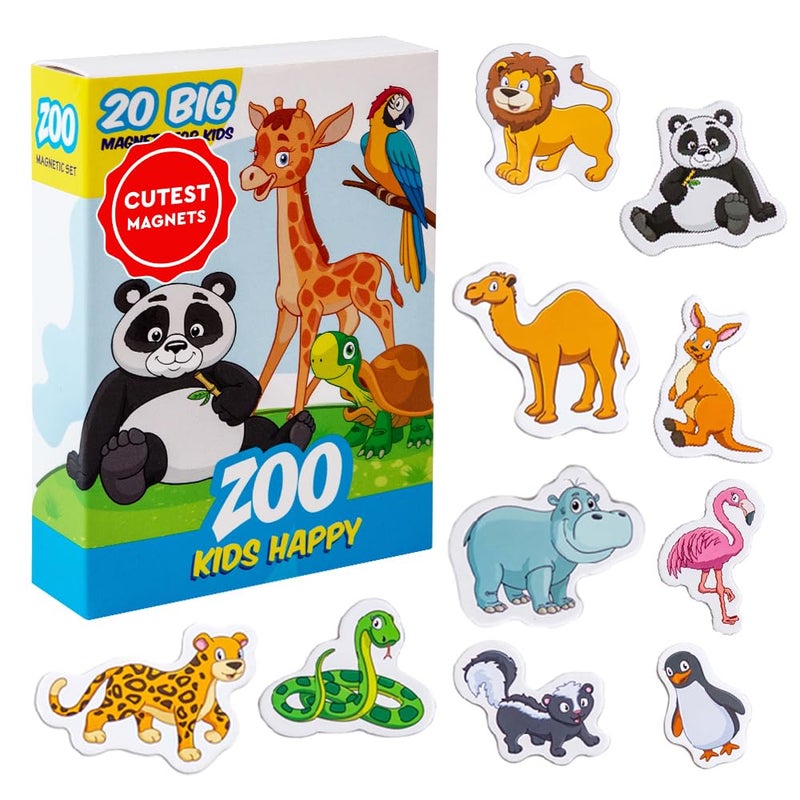 MAGDUM ZOO animal magnets for kids -real LARGE fridge magnets for toddlers- Magnetic EDUcational toys baby 3 year old baby LEARNing magnets for kids- Kid magnets Magnetic THEATRE-jungle animal magnets - Image 1