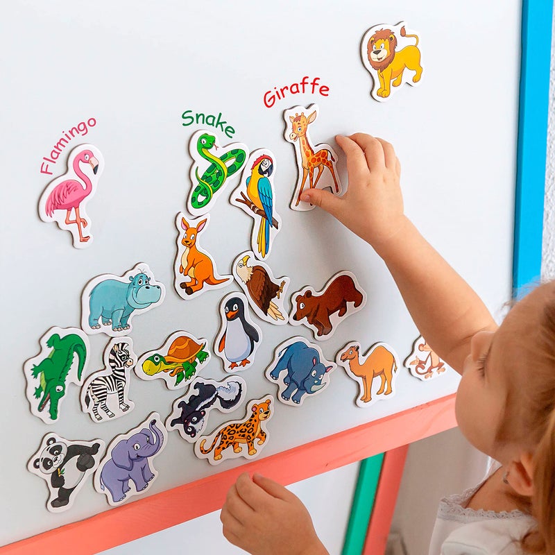 MAGDUM ZOO animal magnets for kids -real LARGE fridge magnets for toddlers- Magnetic EDUcational toys baby 3 year old baby LEARNing magnets for kids- Kid magnets Magnetic THEATRE-jungle animal magnets - Image 3