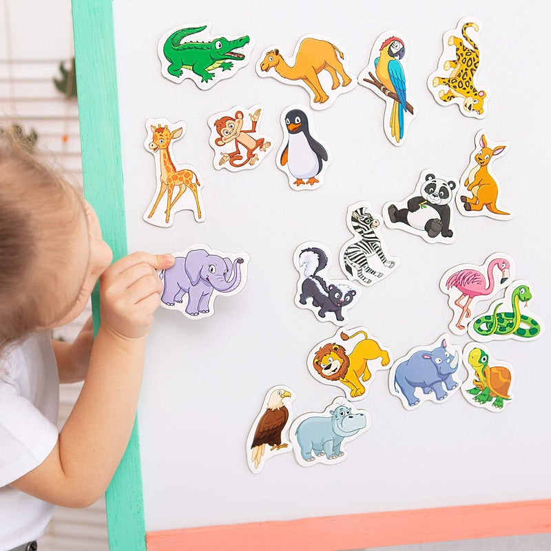 MAGDUM ZOO animal magnets for kids -real LARGE fridge magnets for toddlers- Magnetic EDUcational toys baby 3 year old baby LEARNing magnets for kids- Kid magnets Magnetic THEATRE-jungle animal magnets - Image 5