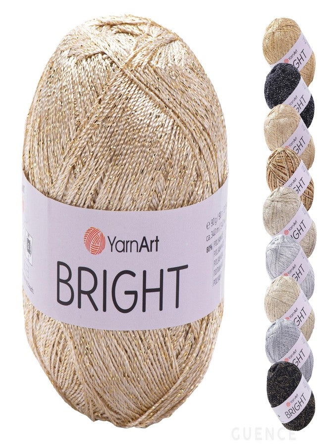 Yarn Art Bright Metallic Shiny - 80% Polyamide 20% Metallic Polyester, 90g - Ideal for Summer Tops, Shawls, Bags, Hats, Crochet & Lace Projects - Soft & Durable, 340m, 4mm Needle & Hook Size - Image 1