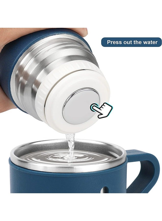 Stainless Steel Thermo 500ml/16.9oz Vacuum Insulated Bottle with Cup for Coffee Hot Drink and Cold Drink Water Flask.(Blue,Set) - Image 4