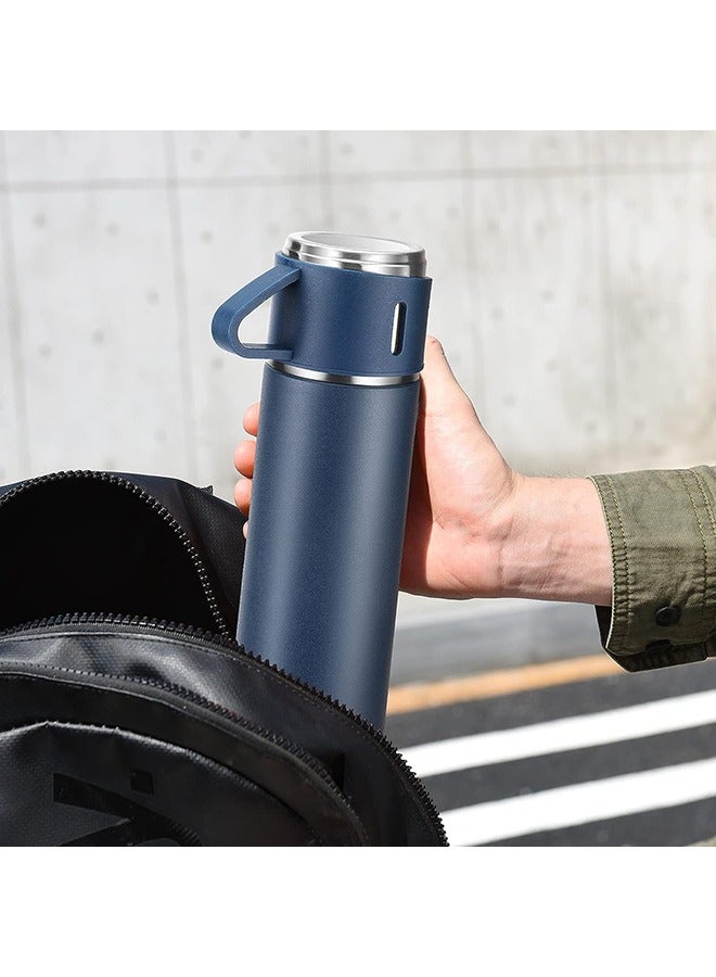 Stainless Steel Thermo 500ml/16.9oz Vacuum Insulated Bottle with Cup for Coffee Hot Drink and Cold Drink Water Flask.(Blue,Set) - Image 5