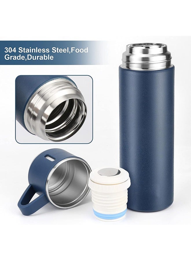 Stainless Steel Thermo 500ml/16.9oz Vacuum Insulated Bottle with Cup for Coffee Hot Drink and Cold Drink Water Flask.(Blue,Set) - Image 2