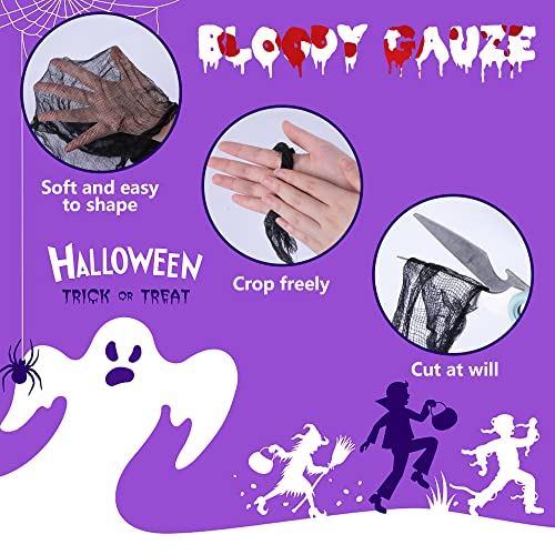 Watayo 3 Pcs Halloween Black Doorway Curtain- 65 x 39 Inch Creepy Gauze for Door Curtain Decorations- Scary Spooky Cloth for Halloween Party Haunted House Entrance Decor - Image 3