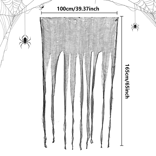 Watayo 3 Pcs Halloween Black Doorway Curtain- 65 x 39 Inch Creepy Gauze for Door Curtain Decorations- Scary Spooky Cloth for Halloween Party Haunted House Entrance Decor - Image 2