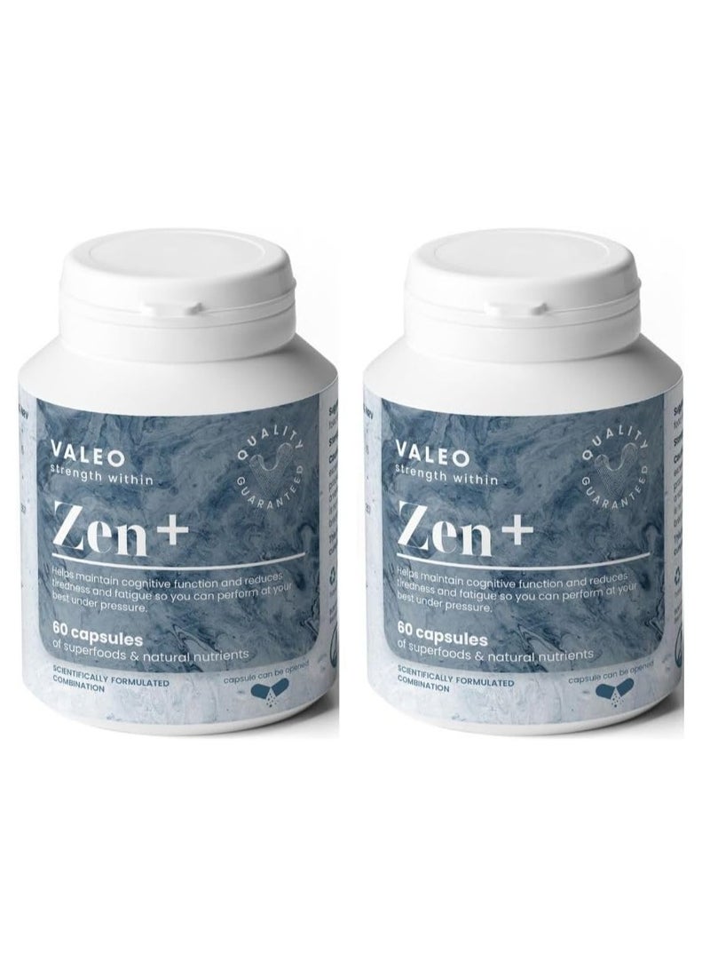 VALEO Zen+ | Magnesium + L’theanine + Organic Saffron + B6 | Potent formula for stress relief & relaxation | 60 Vegan Capsules | Non-GMO, Gluten-free Supplement, Pack of 2 - Image 1