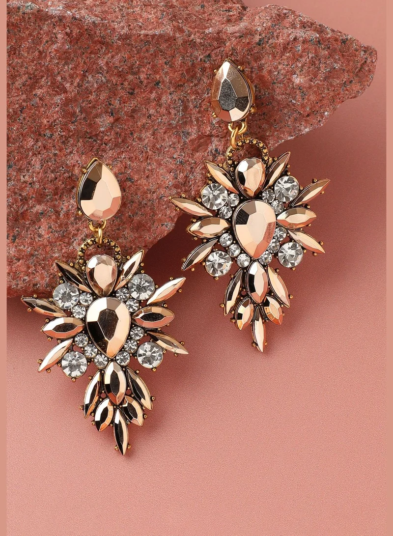 SOHI Gold Plated Party Designer Stone Drop Earring For Women