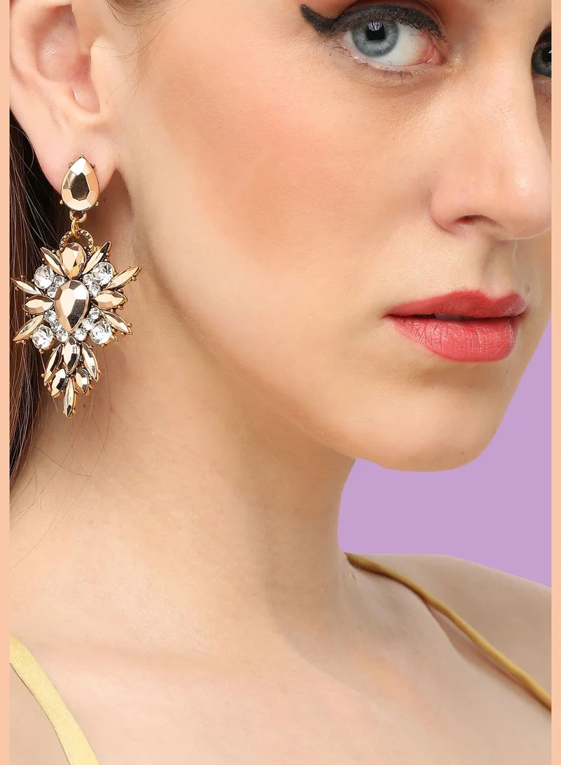 SOHI Gold Plated Party Designer Stone Drop Earring For Women