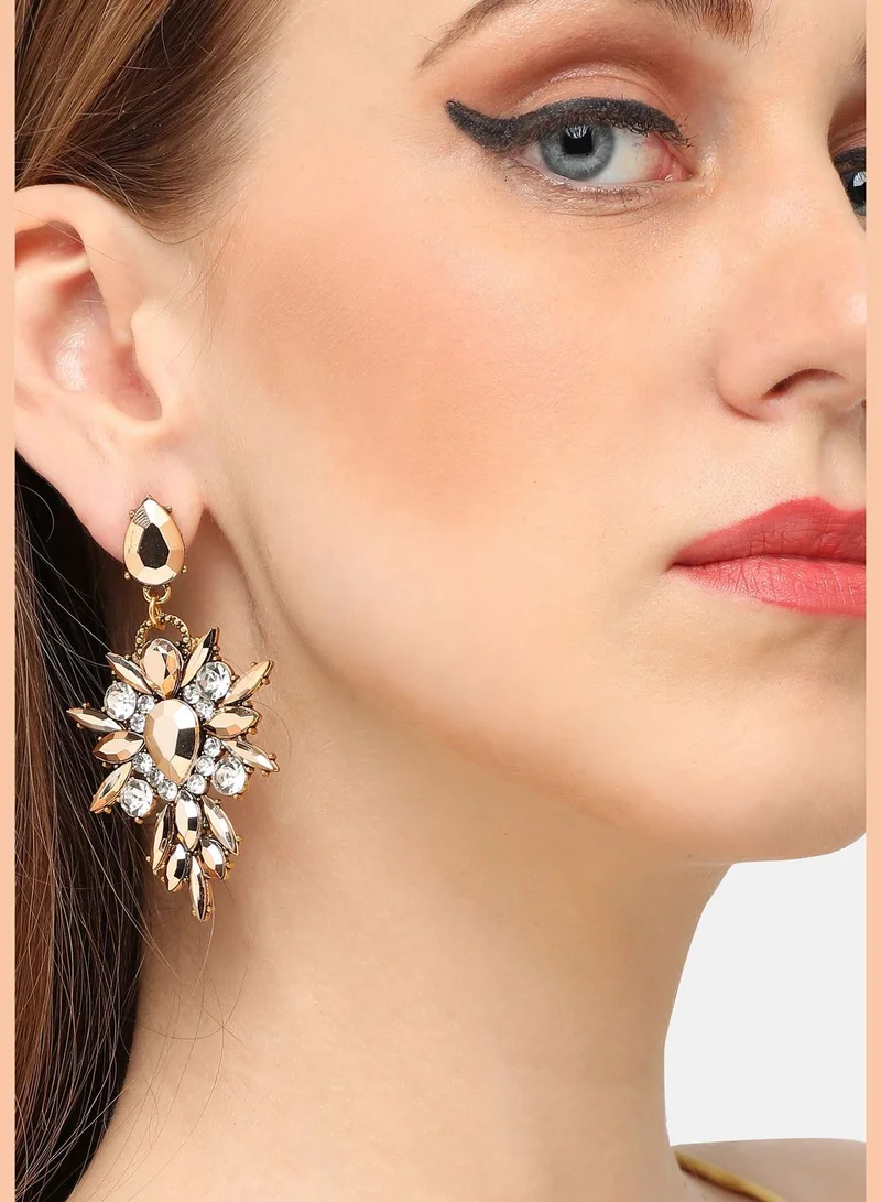SOHI Gold Plated Party Designer Stone Drop Earring For Women
