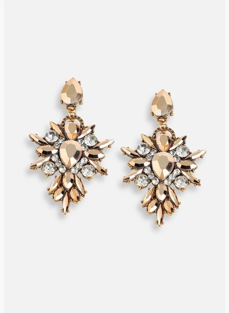 SOHI Gold Plated Party Designer Stone Drop Earring For Women