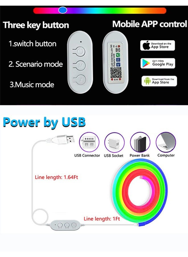 App-Controlled RGBIC Neon Rope Light - 5m Bluetooth LED Strip, Waterproof Outdoor & Indoor Lighting, Music Sync, DIY Flexible Decoration for Bedroom, Gaming, Party  - Image 3