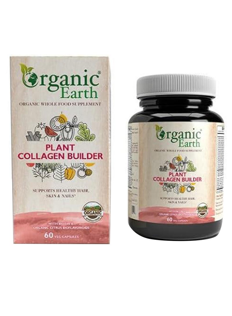 Organic Earth Plant Collagen Builder with Biotin & Organic Citrus Bioflavonoids 60 Capsules