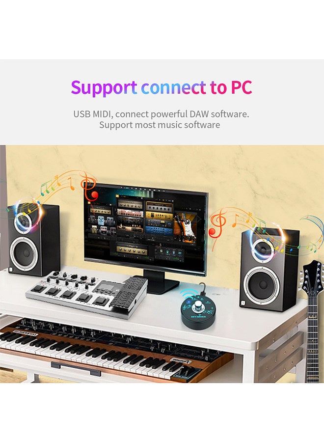 BT MIDI Effector Pedal Mini MIDI Controller Software Effector Controller USB MIDI Controller Wireless Compact Portable Rechargeable Pedal Data Transmission No Delay USB Direct Connection Computer