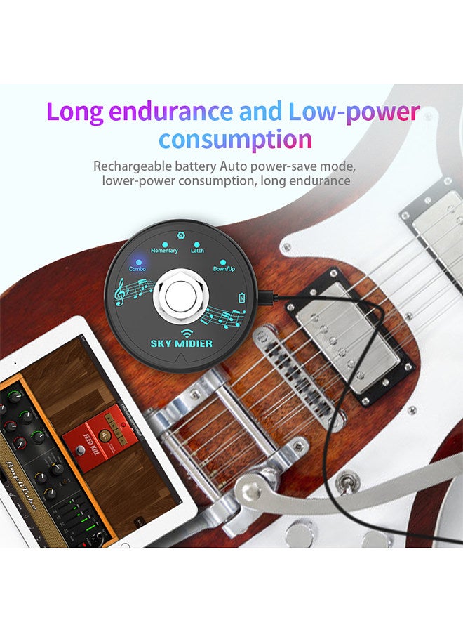 BT MIDI Effector Pedal Mini MIDI Controller Software Effector Controller USB MIDI Controller Wireless Compact Portable Rechargeable Pedal Data Transmission No Delay USB Direct Connection Computer