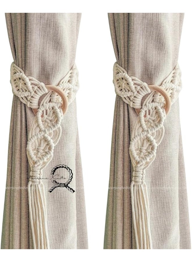 Antikiano Macrame Curtain Tie Backs Set of 2 – Boho Handmade from antikiano -40L x 7W centimeters - Image 1