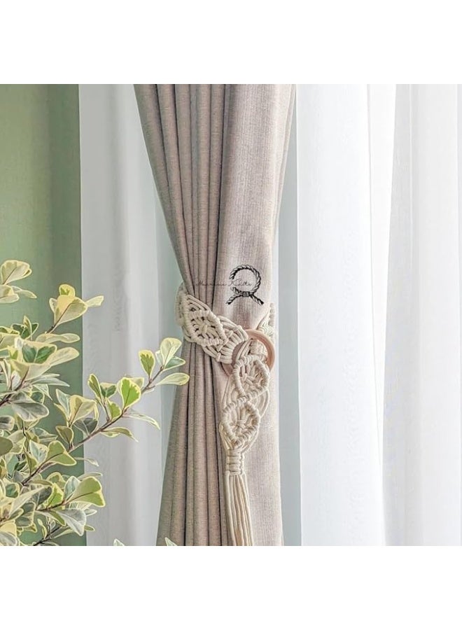 Antikiano Macrame Curtain Tie Backs Set of 2 – Boho Handmade from antikiano -40L x 7W centimeters - Image 3