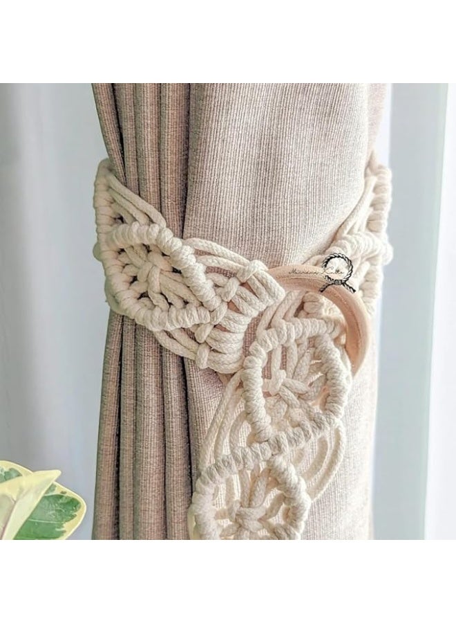 Antikiano Macrame Curtain Tie Backs Set of 2 – Boho Handmade from antikiano -40L x 7W centimeters - Image 2